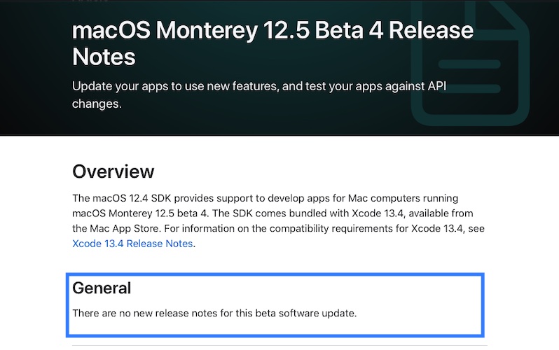 macOS 12.5 beta 4 release notes