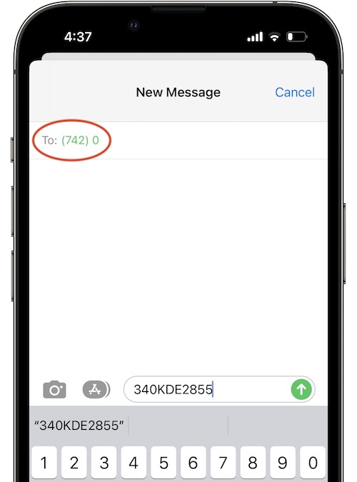 unable to send short code sms on iphone