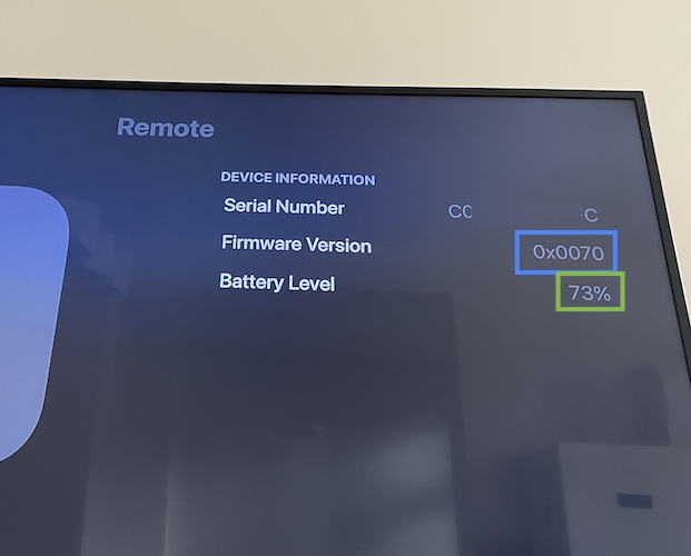 apple tv remote 0x0070 firmware