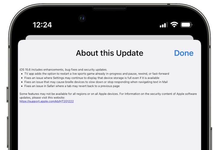 iOS 15.6 release notes
