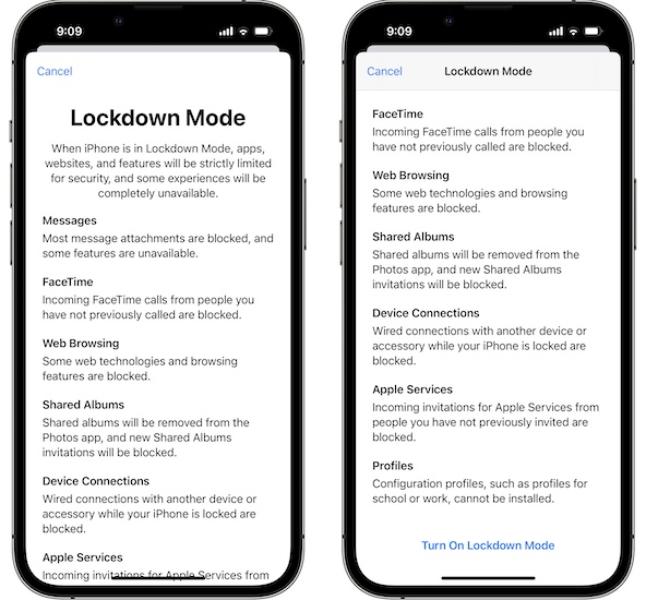 lockdown mode features
