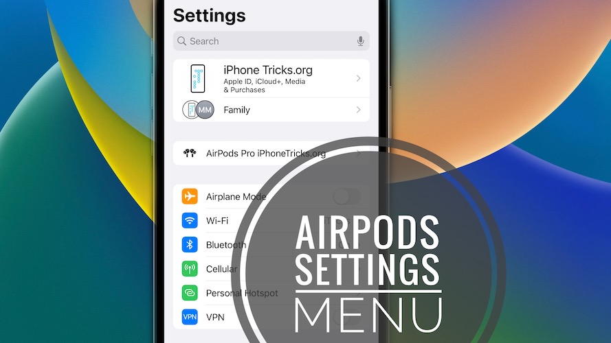 AirPods settings on iPhone