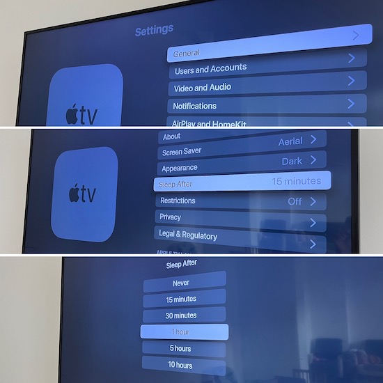 apple tv sleep timer setting
