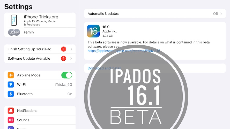 iPadOS 16.1 Beta