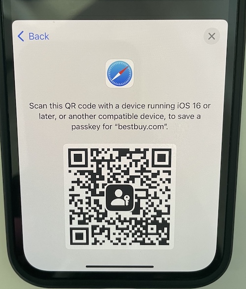 sign in with passkey on another device with qr code
