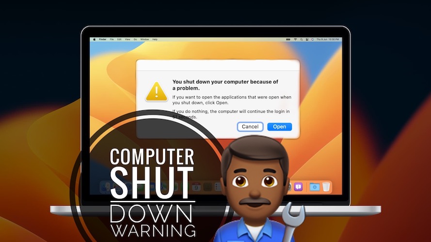 you shut down computer because of a problem