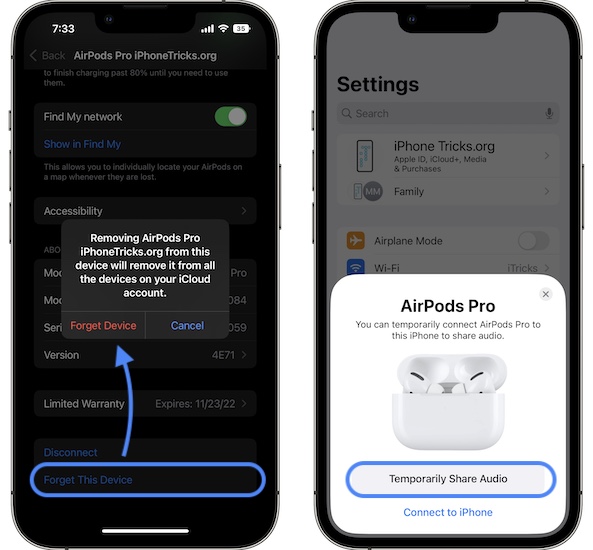 AirPods Pro temporarily Share Audio