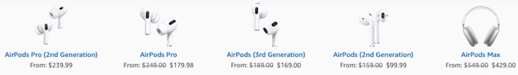 airpods pro 2 vs other airpods prices