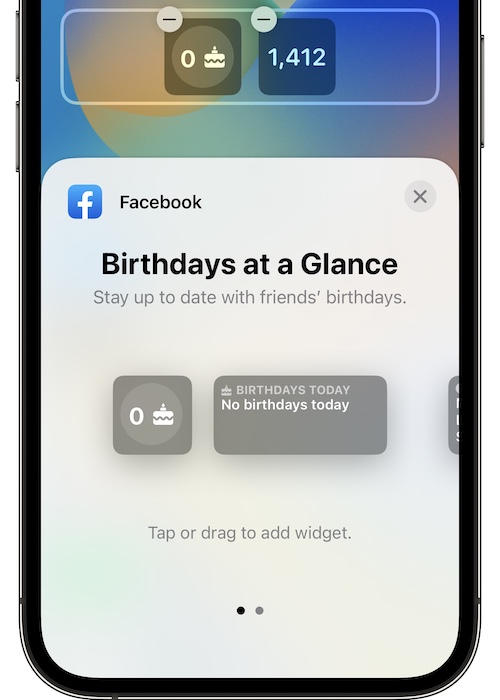 facebook birthdays widget