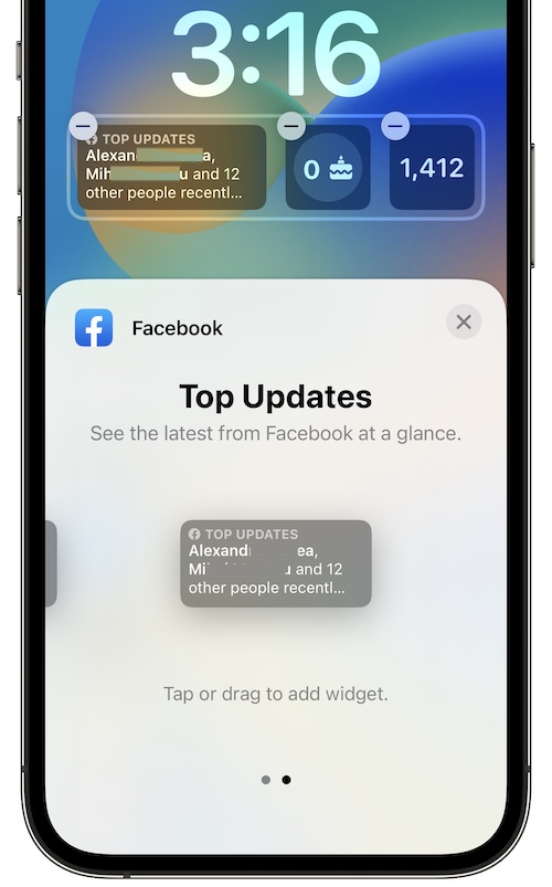 facebook top updates widget