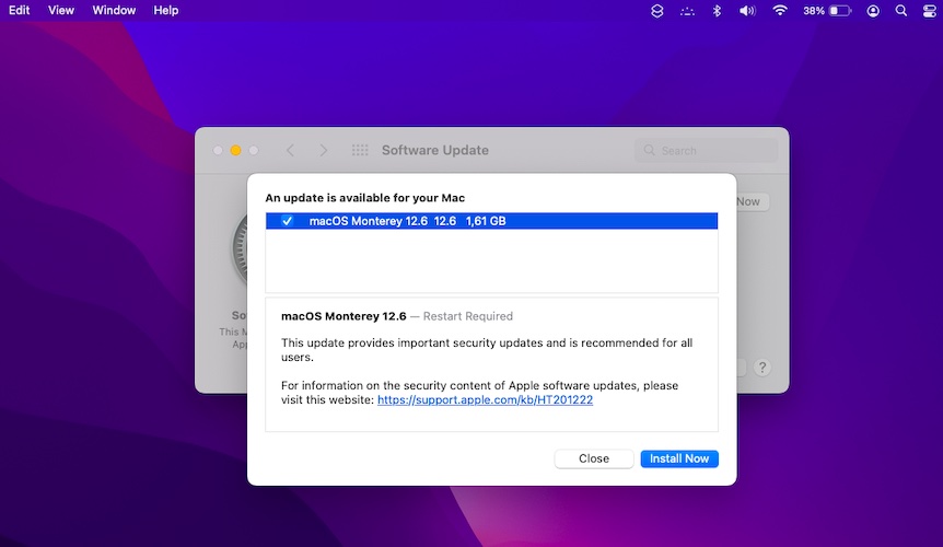 macOS Monterey 12.6 security update