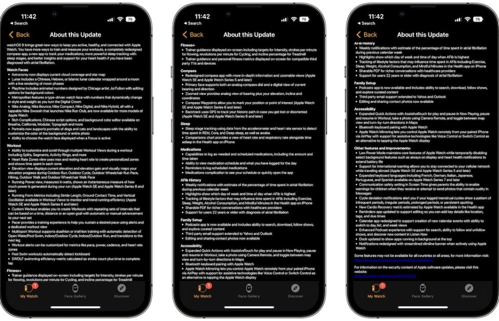 watchOS 9 release notes