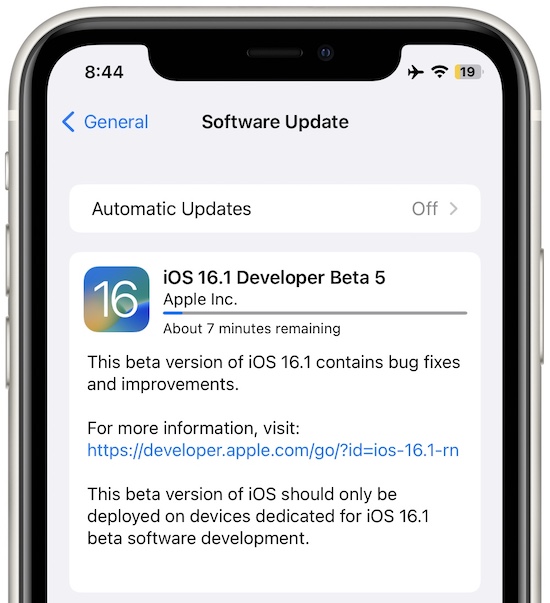 iOS 16.1 beta 5 download