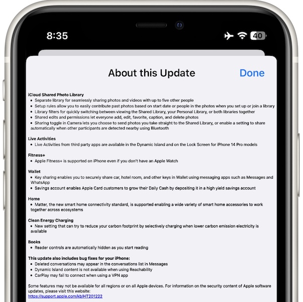 ios 16.1 release notes