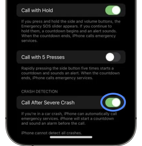 iphone 14 crash detection turn off