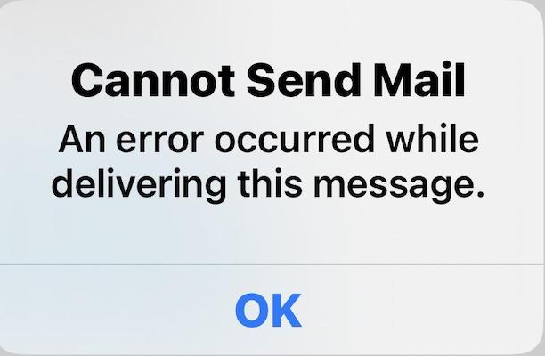 cannot send mail error ios 16