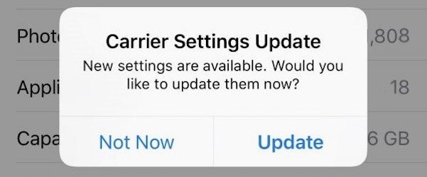 carrier settings update ios 16
