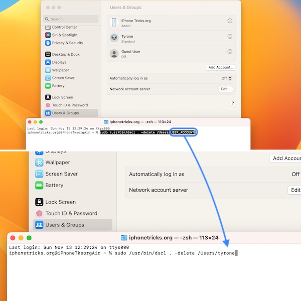 Unable To Delete Mac User Account In macOS Ventura? (Fix?)