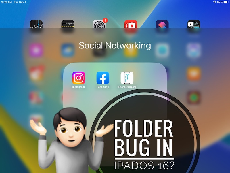 iPadOS 16.1 folder bug