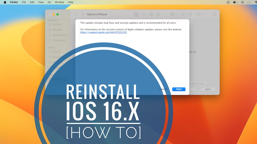 reinstall iOS 16 on iPhone