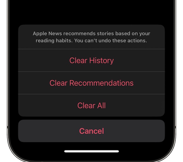 clear apple news history to prevent crashes