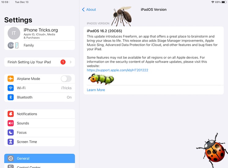iPadOS 16.2 bugs