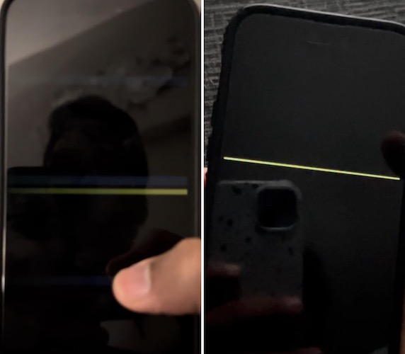 iphone 14 yellow line on screen