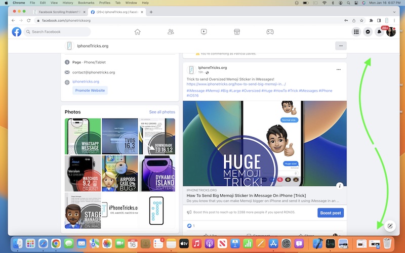 facebook scrolling works in Chrome