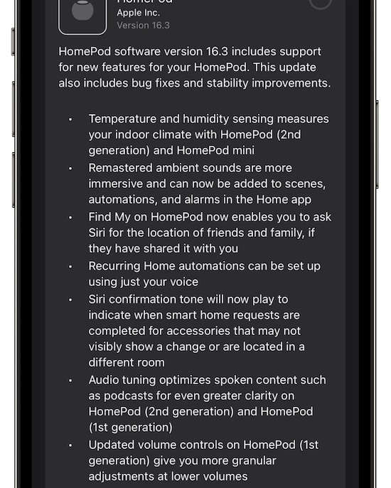 homepod 16.3 release notes