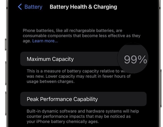 iphone 14 battery health 99