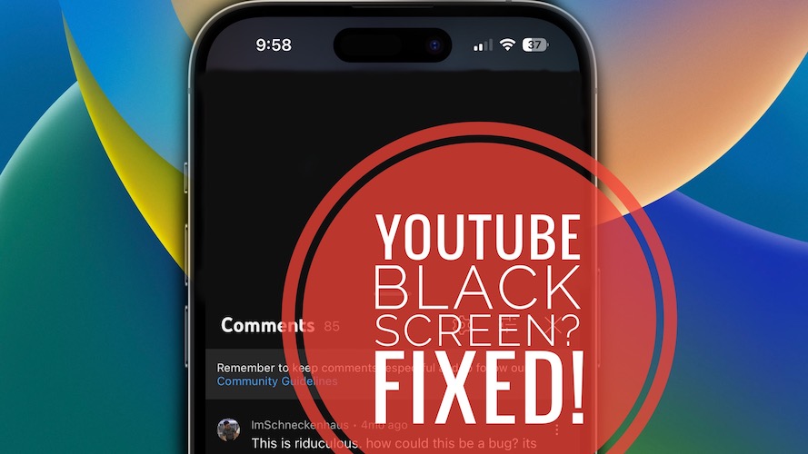 youtube black screen on iphone