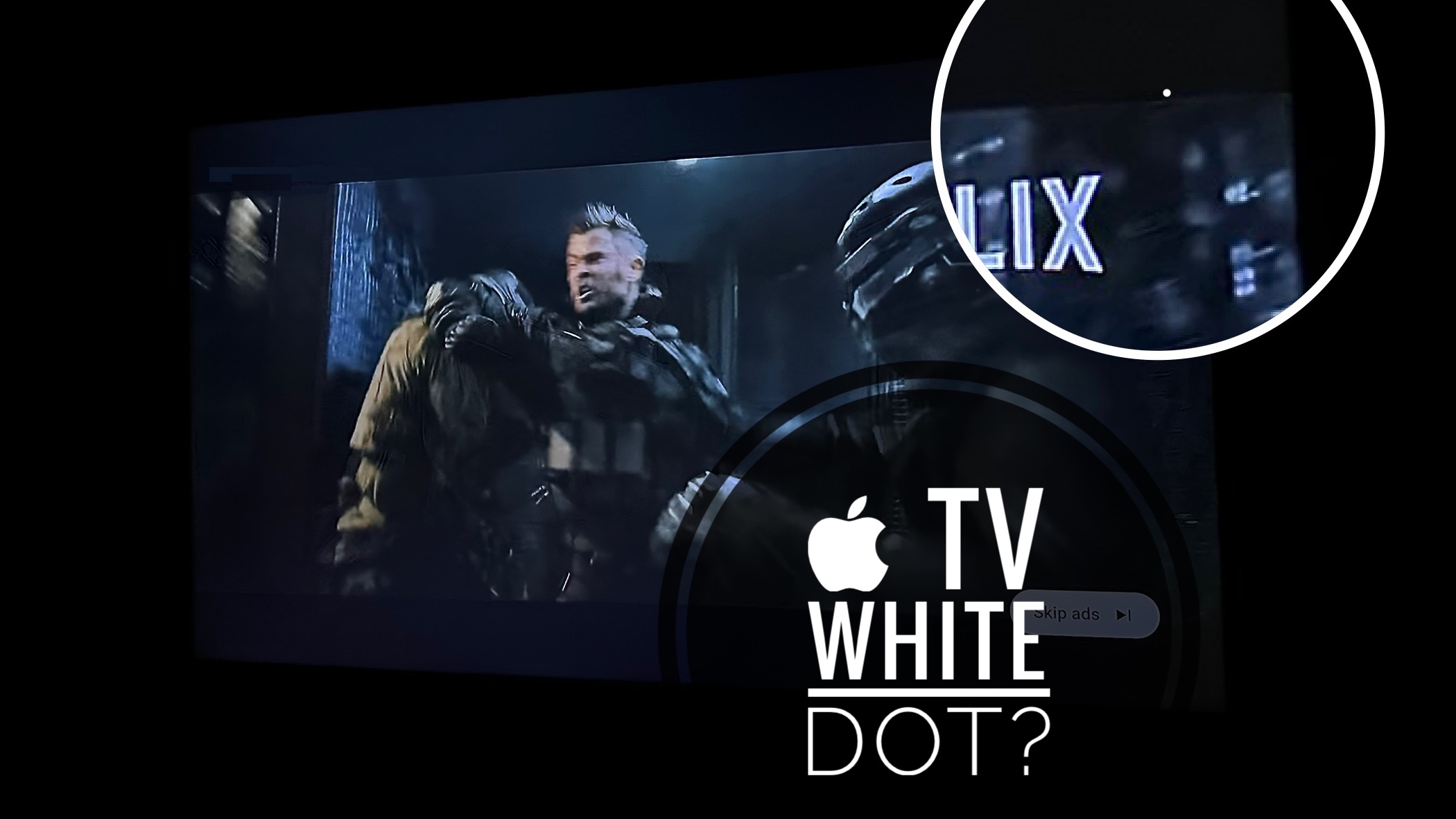 apple tv white dot on screen