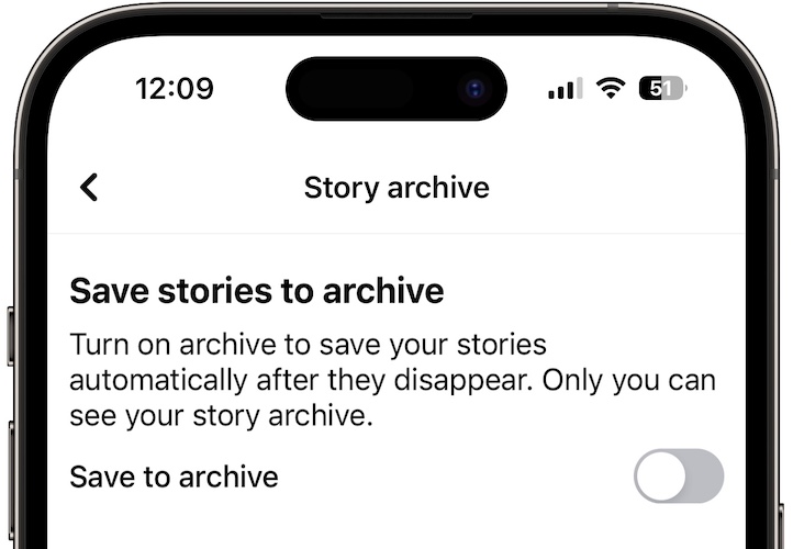 facebook story archive setting