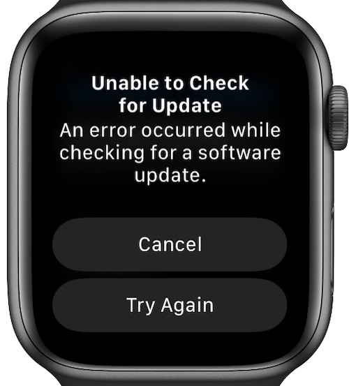 unable to check for update apple watch error