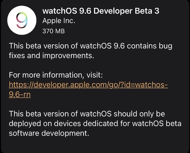 watchos 9.6 beta 3