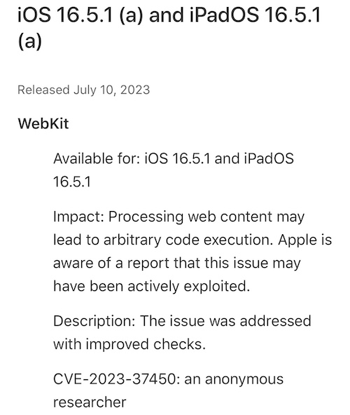 ios 16.5.1a security content