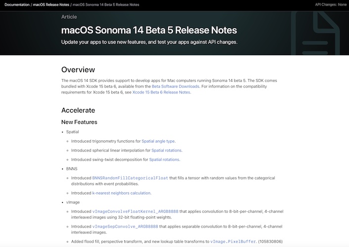 macos sonoma 14 beta 5 release notes