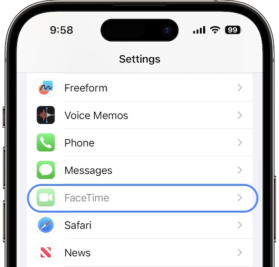 facetime greyed out settings ios 17