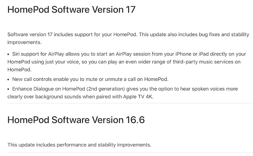 homepod 17 features