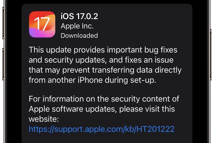 iOS 17.0.2 release notes