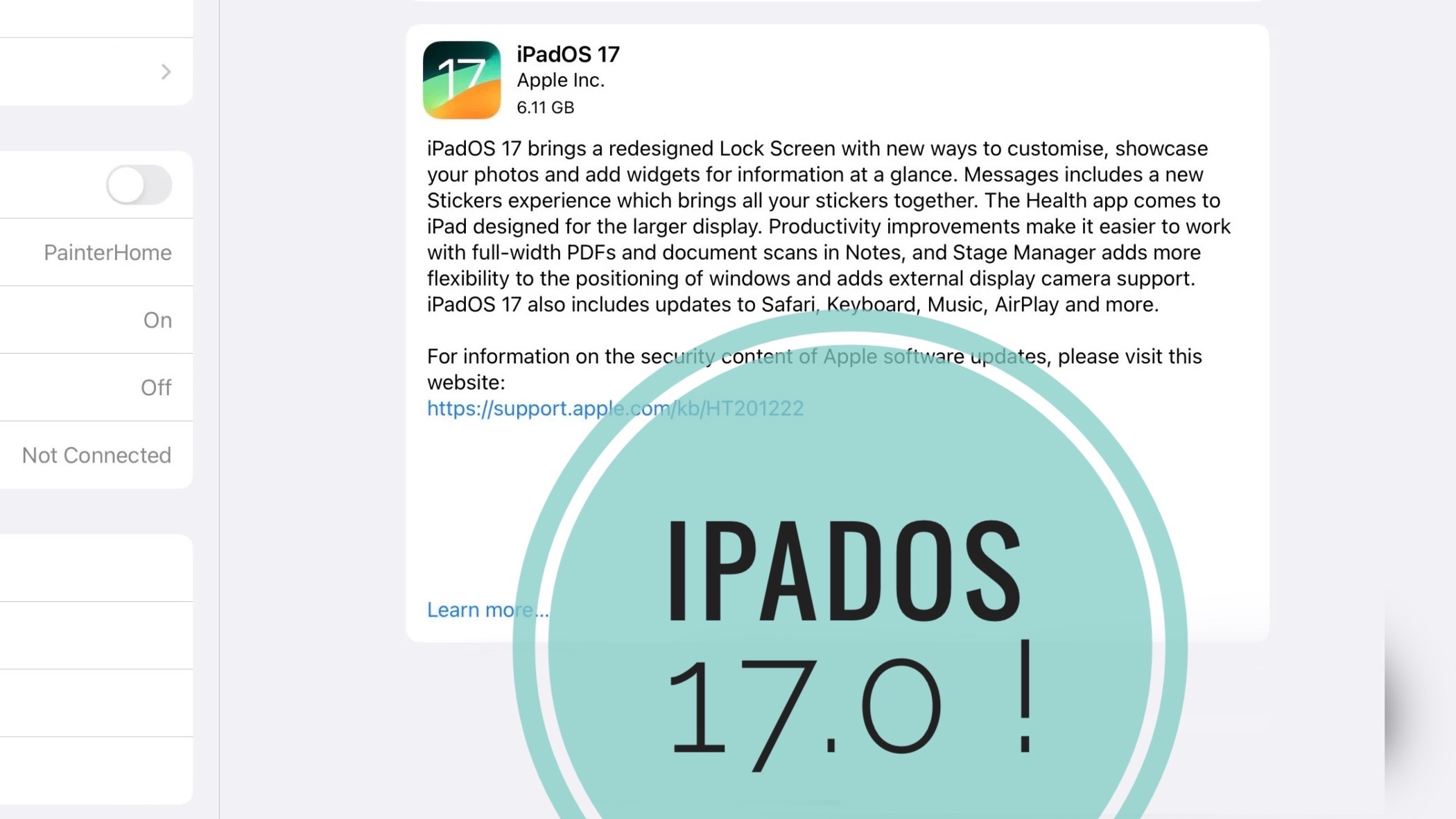 ipadOS 17 update