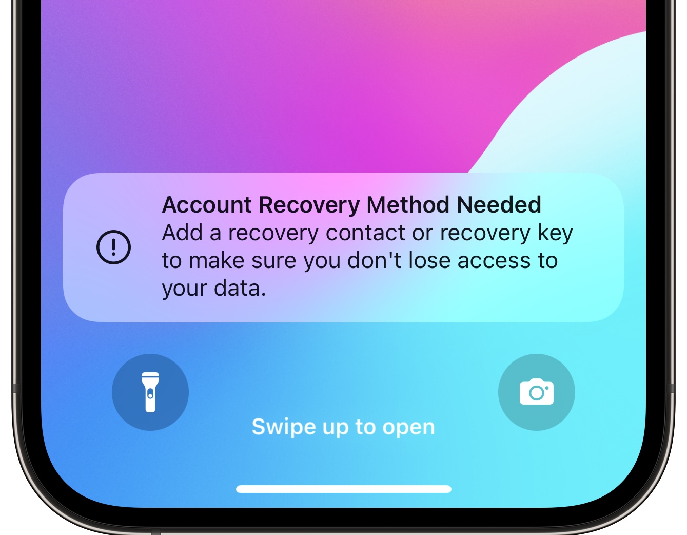 account recovery method needed notification