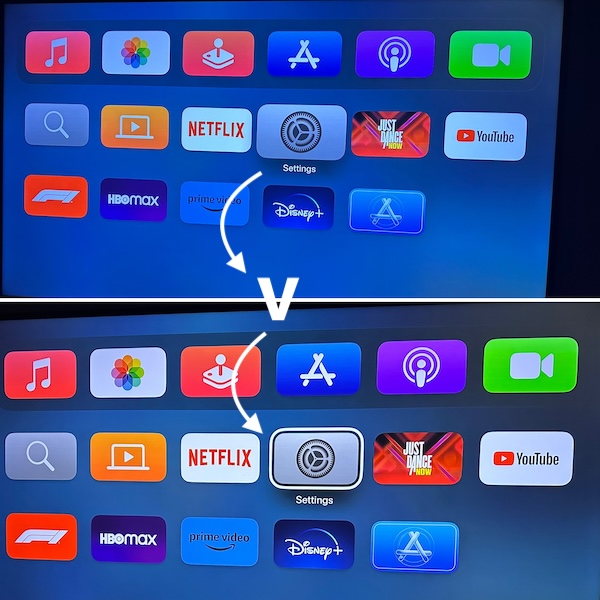 apple tv outline cursor vs no outline