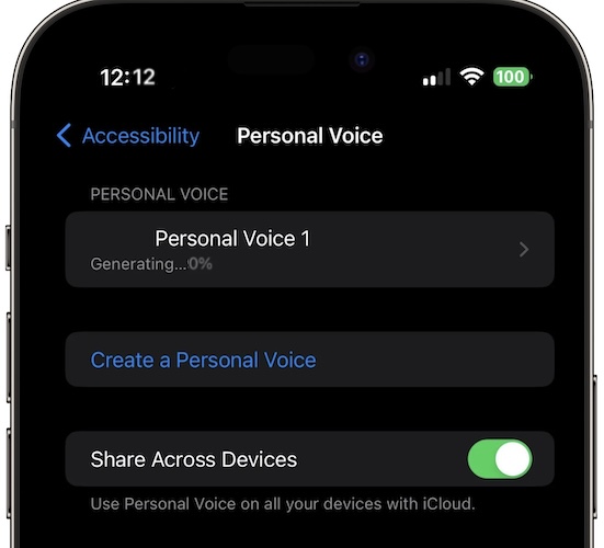 personal voice generating 0%