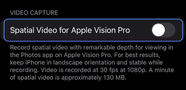 spatial video iphone setting in ios 17